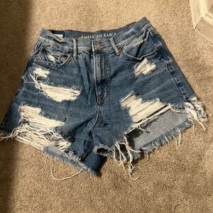 American Eagle Outfitters Women's Distressed Blue Denim Shorts